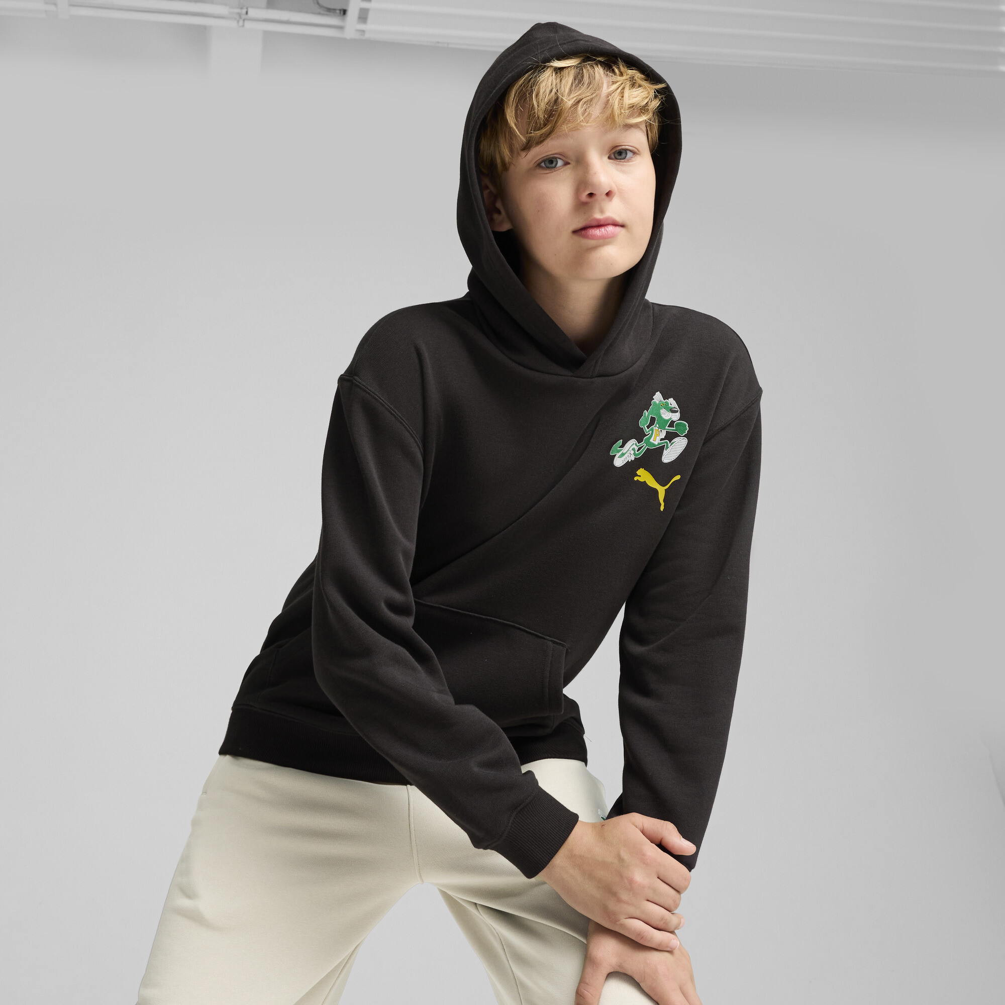 Men's DOWNTOWN SUPER Puma Hoodie Youth, Black, Size 7-8Y, Clothing