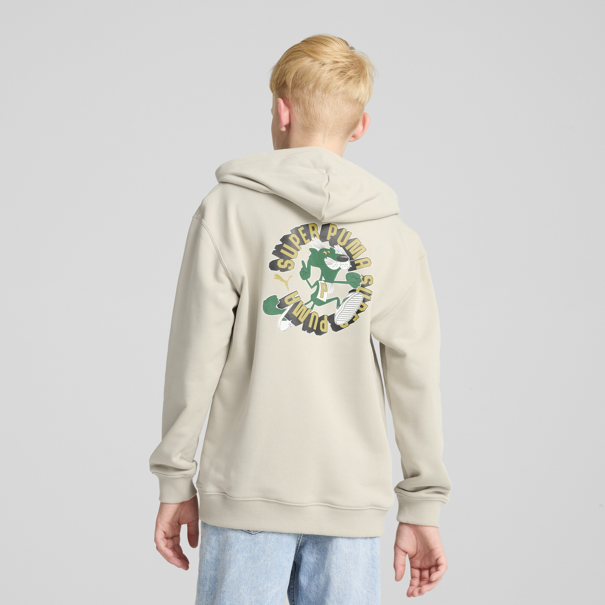 Men's DOWNTOWN SUPER Puma Hoodie Youth, Beige, Size 7-8Y, Clothing