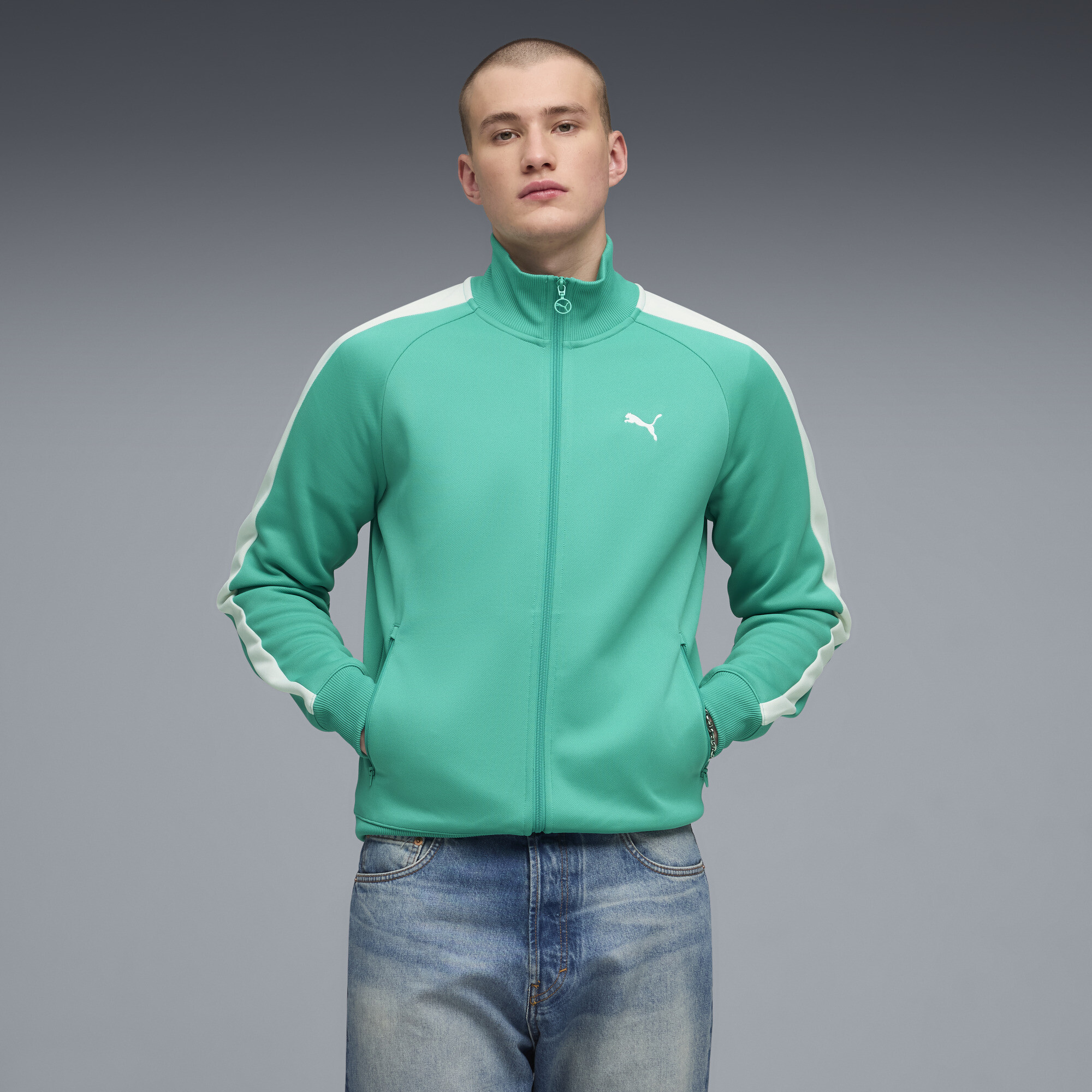 PUMA T7 Men's Track Jacket in Green, Size L