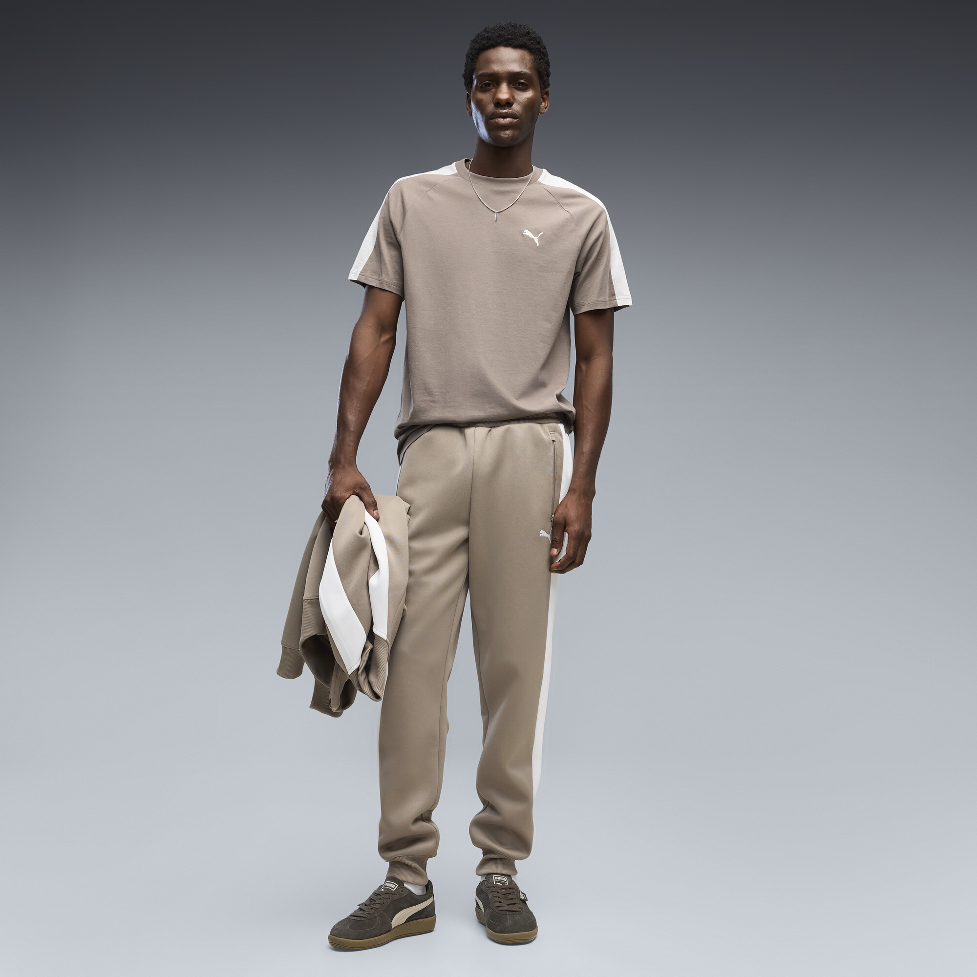 PUMA T7 Men's Track Pants in Beige, Size M