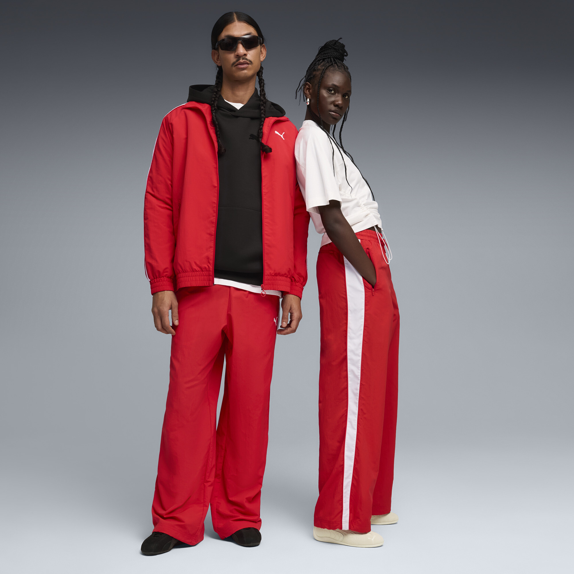 PUMA T7 Oversized Track Pants in Red, Size XL