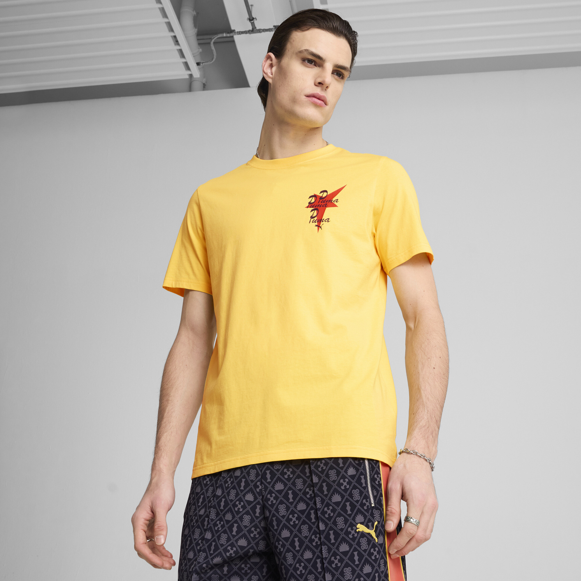 Puma ROAD TO UNITY Graphic T-Shirt Herren | Mit Print | Sunny Yellow | Größe: L