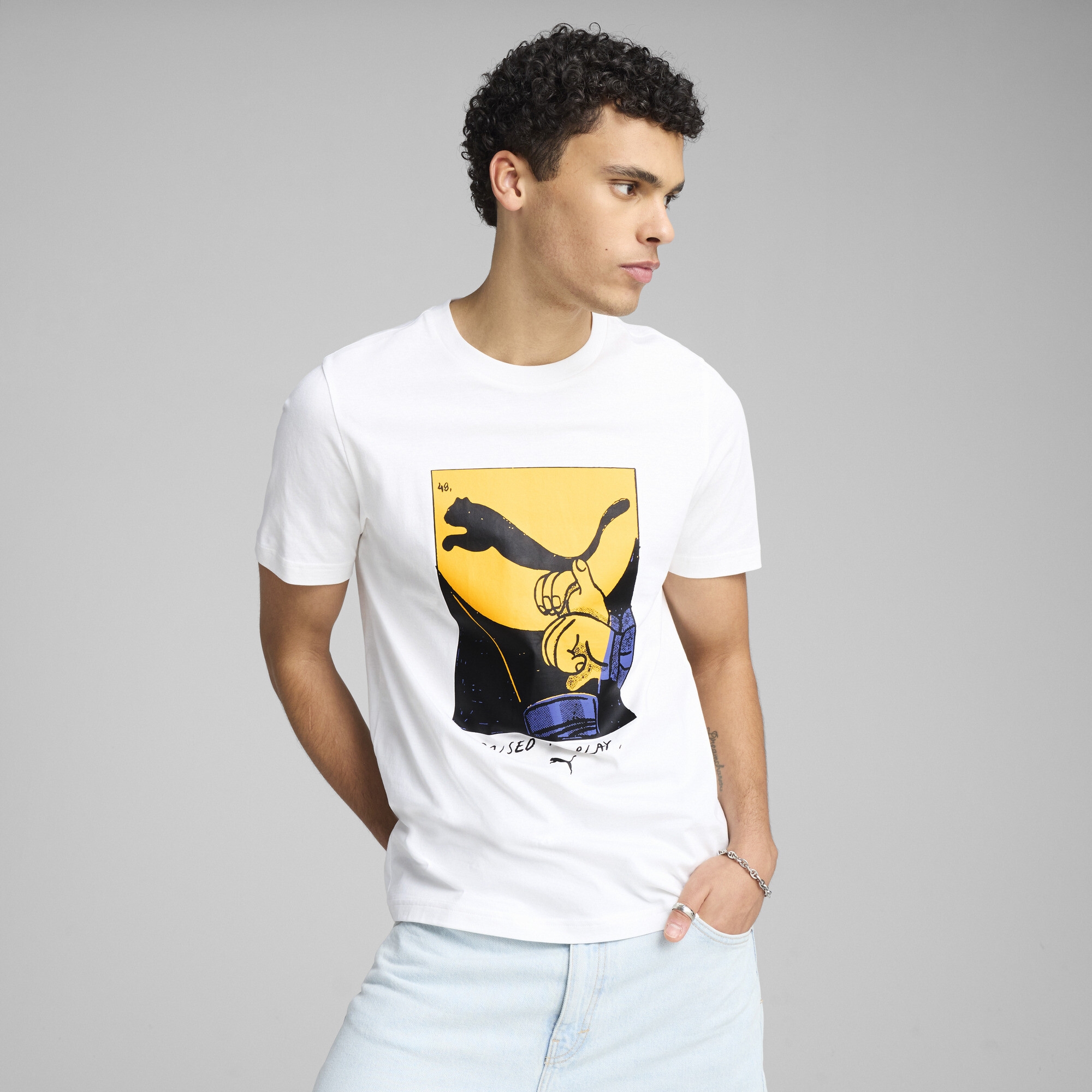 GRAPHICS Puma Shadow Play T-Shirt Herren | Mit Print | White | Größe: M