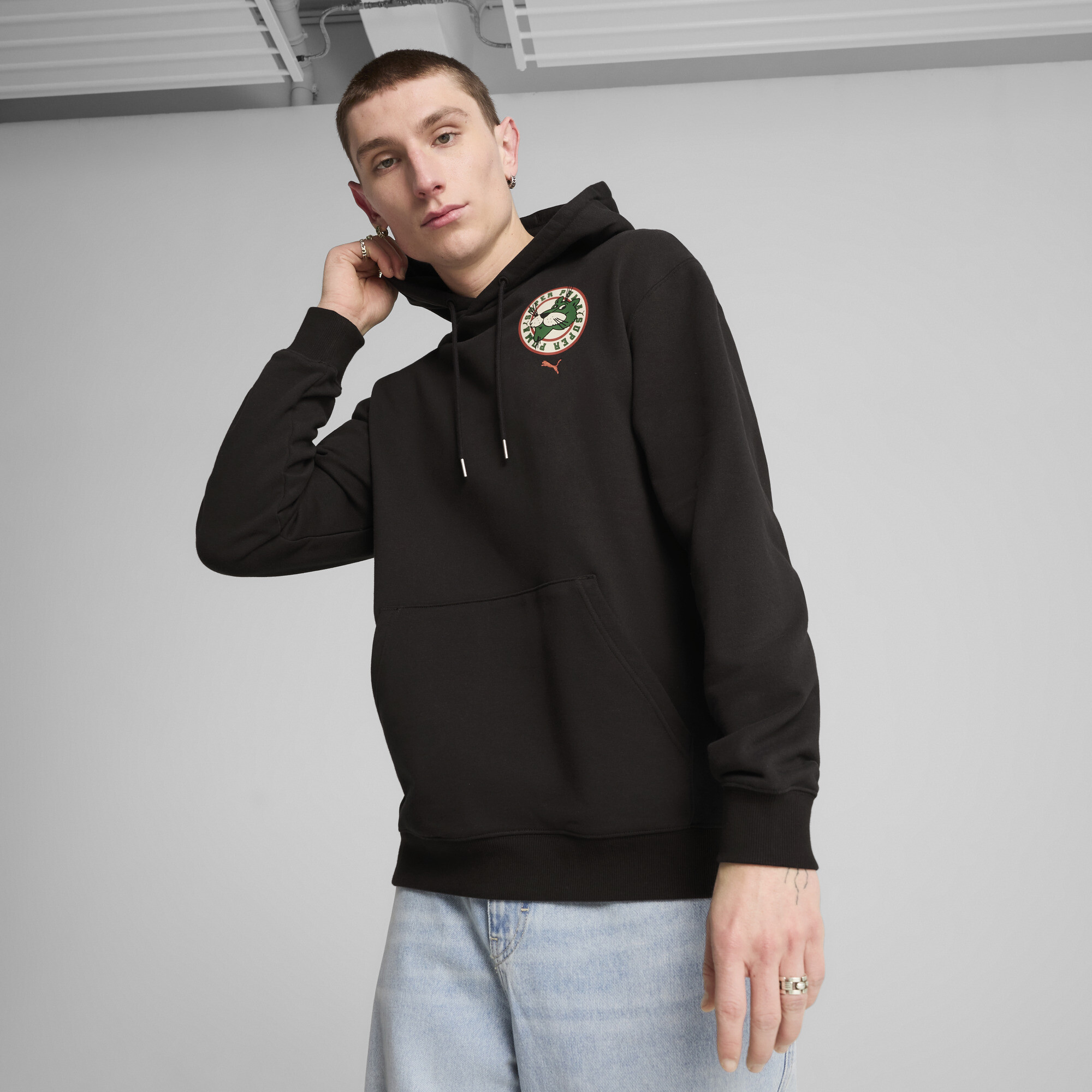 GRAPHICS Super Puma Hoodie Herren | Mit Print | Black | Größe: XXL