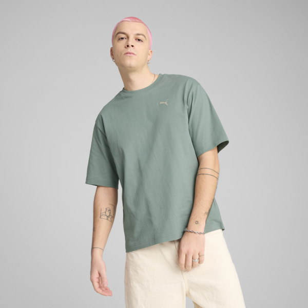 WARDROBE ESS Boxy Tee Men, Green Moon, large-MEX