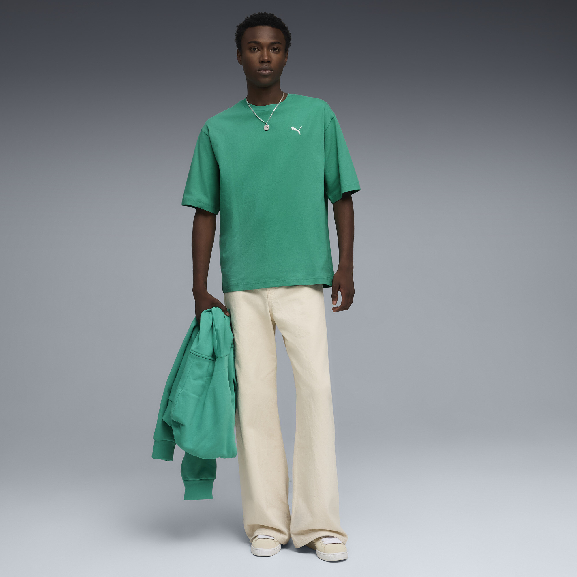 PUMA WARDROBE ESS Boxy T-shirt voor Heren, Groen, Maat M thumbnail 4