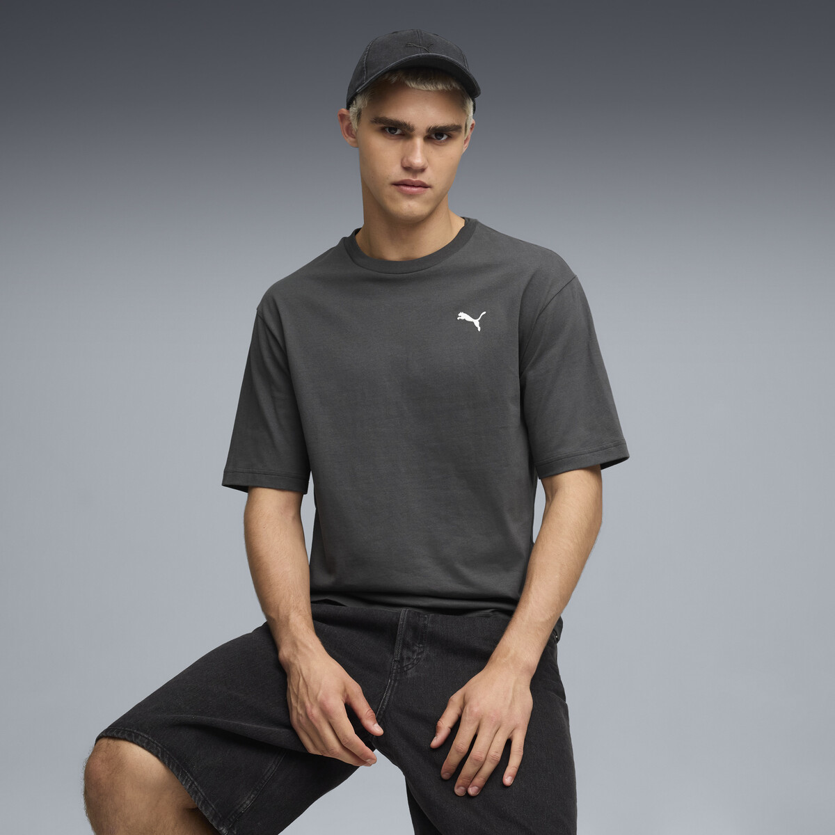 Wardrobe Essentials Boxy T-Shirt Men in Dusky Gray by PUMA, XL