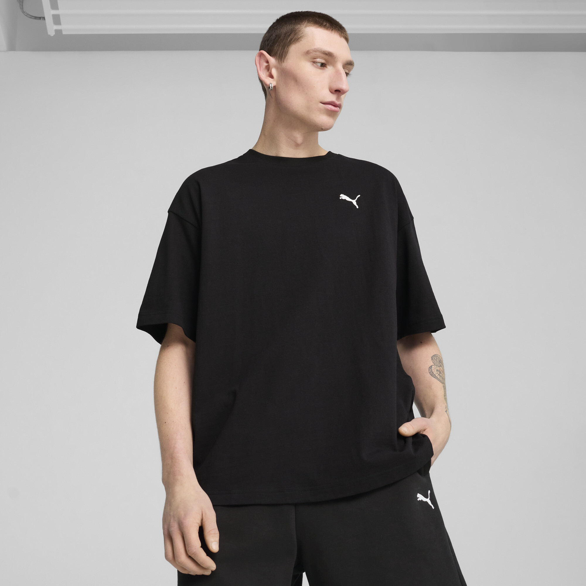 Puma WARDROBE ESS Oversized T-Shirt Herren | Mit Plain | Black | Größe: S