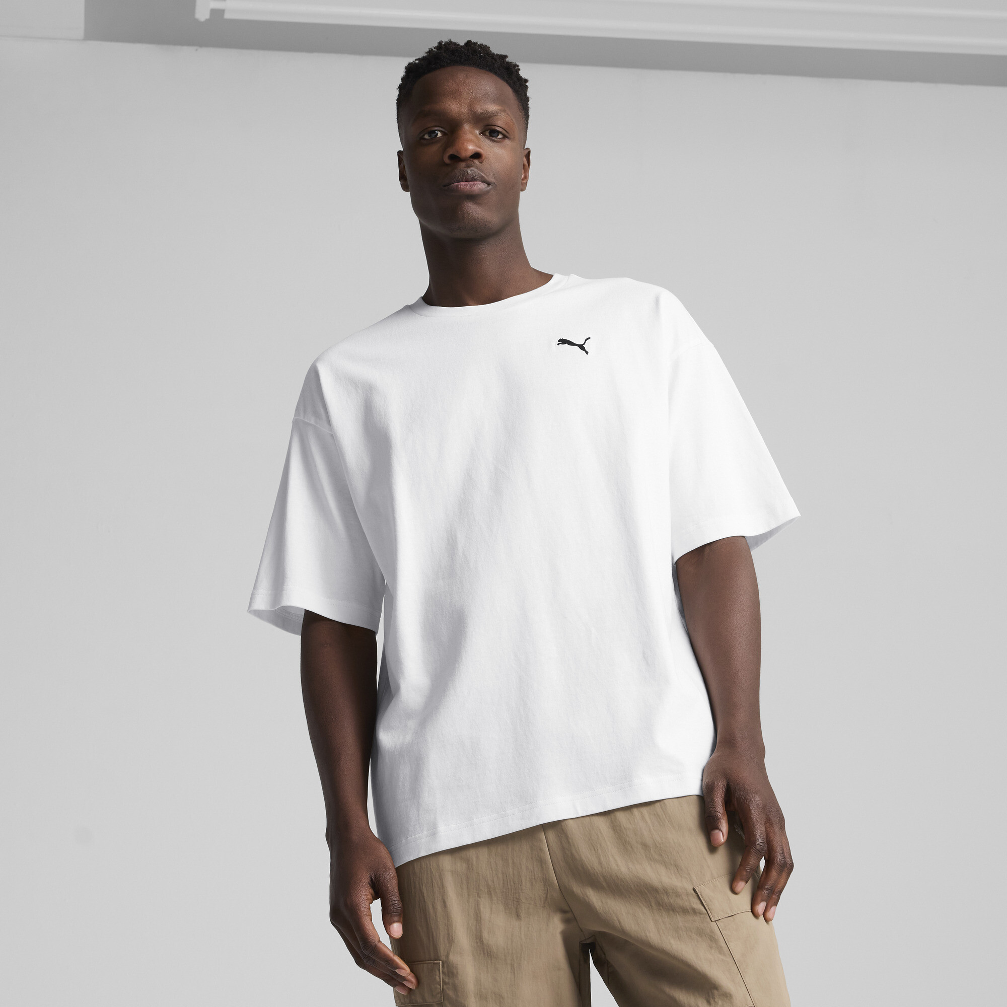 Puma WARDROBE ESS Oversized T-Shirt Herren | Mit Plain | White | Größe: S