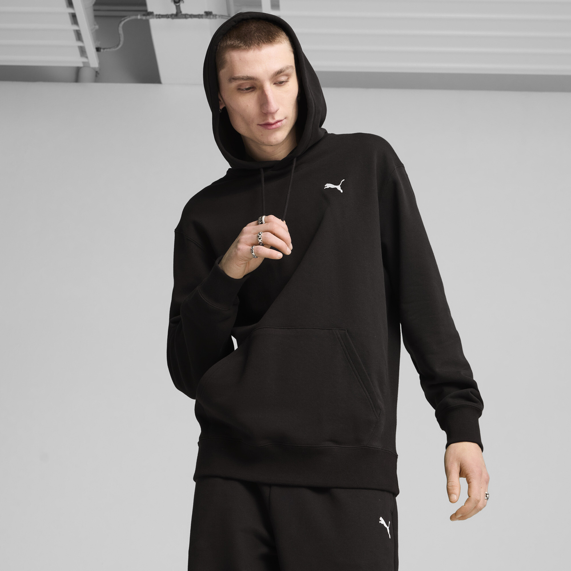 Puma WARDROBE ESS Hoodie Herren | Mit Plain | Black | Größe: XS