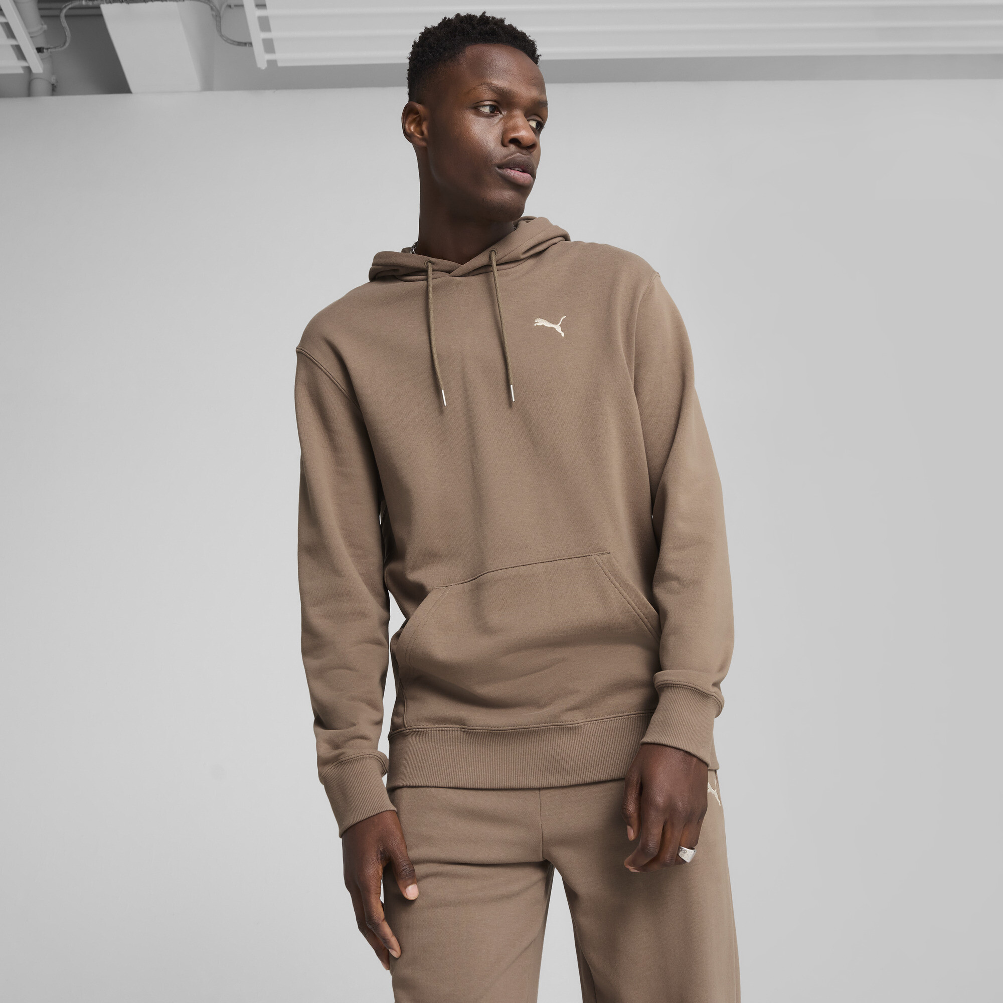 Puma WARDROBE ESS Hoodie Herren | Mit Plain | Totally Taupe | Größe: XS