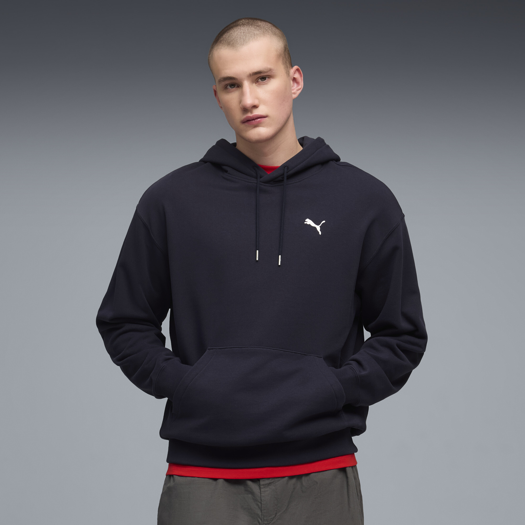 PUMA WARDROBE ESSENTIALS Men's Relaxed Hoodie in Blue, Size M