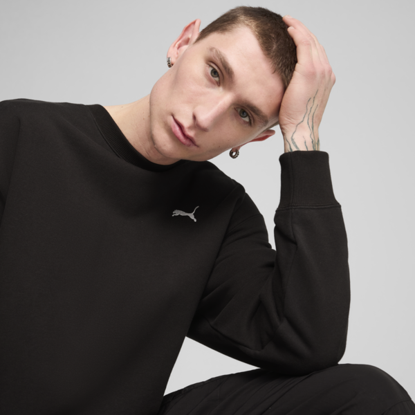 WARDROBE ESS Relaxed Crew Men, PUMA Black, large-ZAF