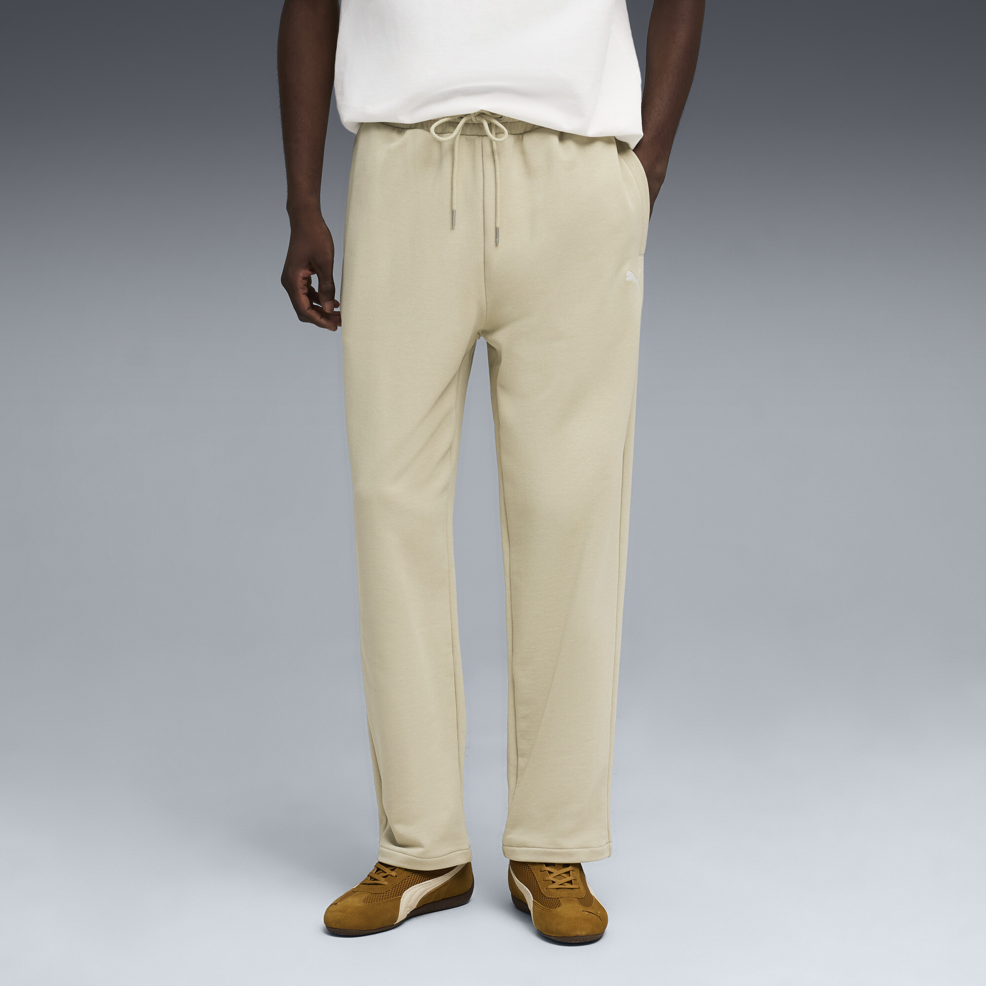 PUMA WARDROBE ESSENTIALS Men's Relaxed Sweatpants in Beige, Size XXL