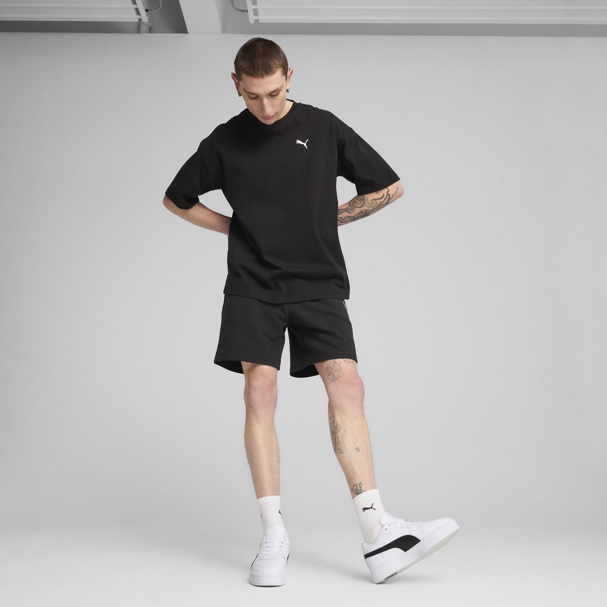 PUMA WARDROBE ESS Relaxed short voor Heren, Zwart, Maat XL thumbnail 4