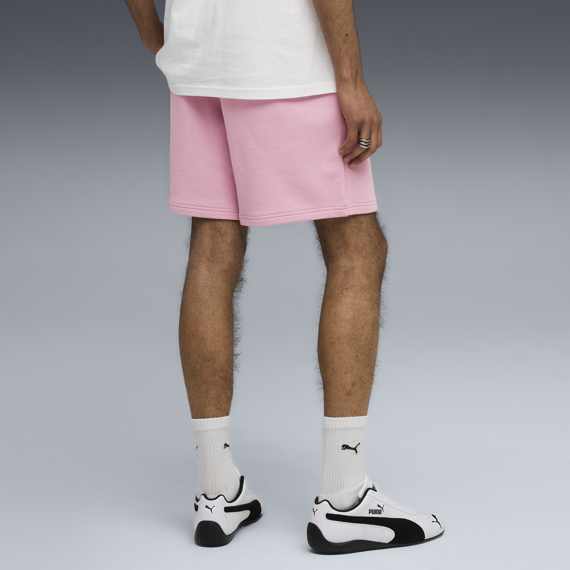 PUMA WARDROBE ESS Relaxed short voor Heren, Roze, Maat M thumbnail 5