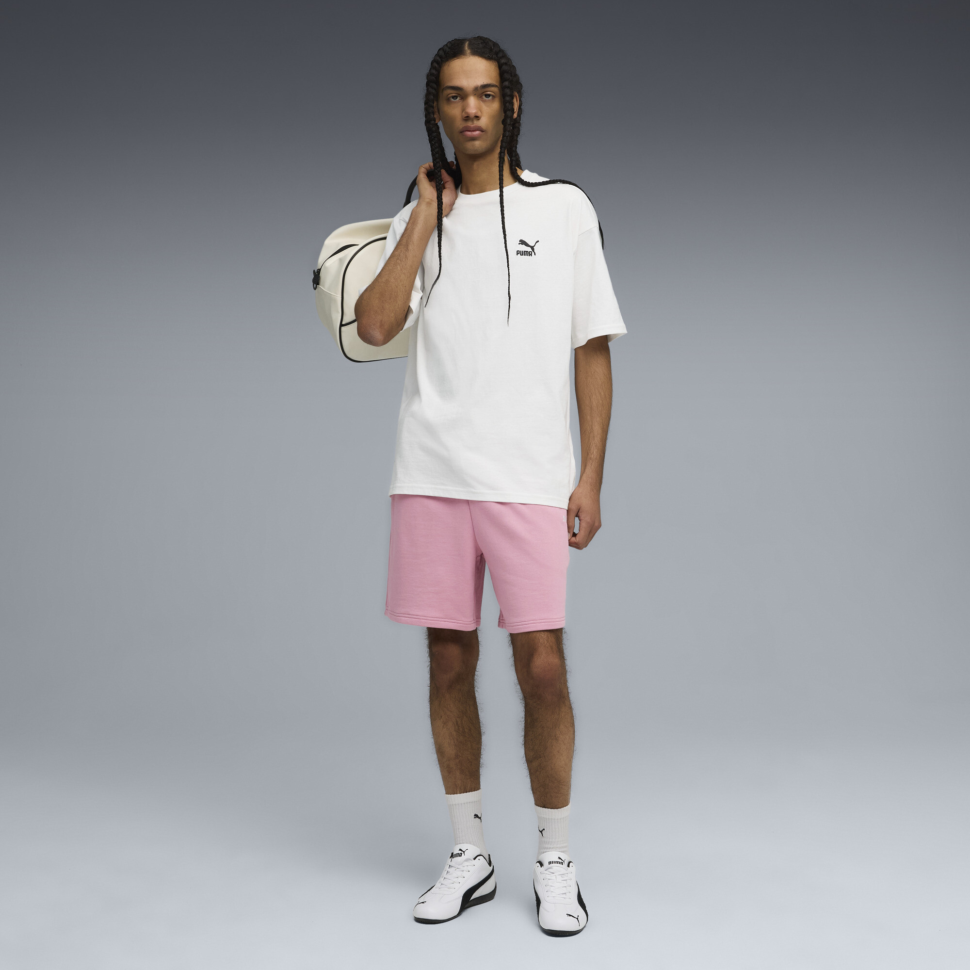 PUMA WARDROBE ESS Relaxed short voor Heren, Roze, Maat M thumbnail 4