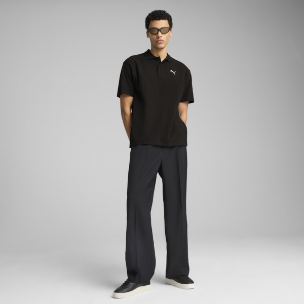 WARDROBE Essentials Pique Relaxed Polo Men, PUMA Black, large-MEX