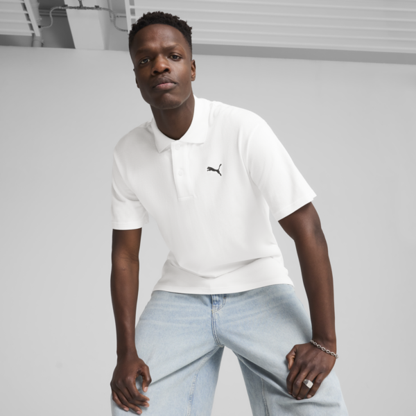 WARDROBE Essentials Pique Relaxed Polo Men, PUMA White, large-ZAF