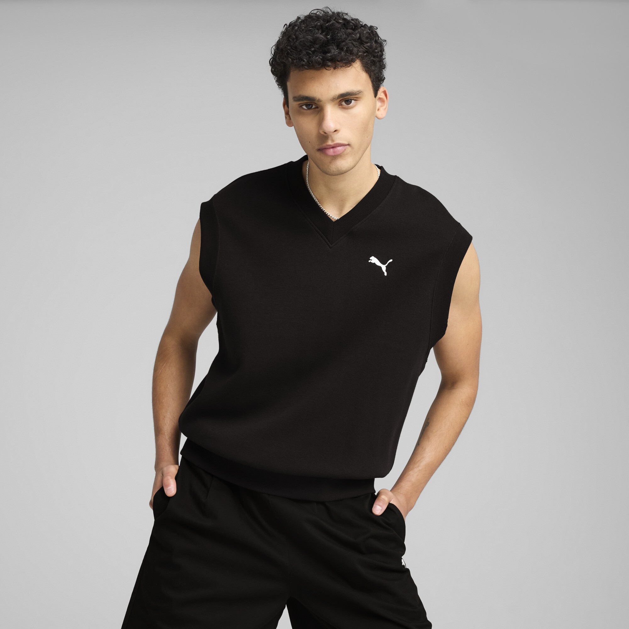 Puma WARDROBE ESS Relaxed Weste Herren | Mit Plain | Black | Größe: XL