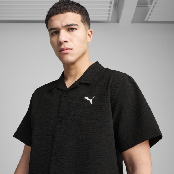 Camisa holgada WARDROBE Essentials Cloqué para hombre, PUMA Black, large-MEX