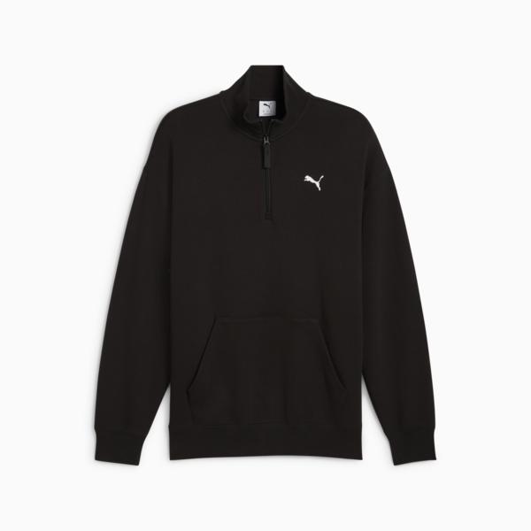 WARDROBE ESS Relaxed Half Zip Crew Men, PUMA Black, large-ZAF