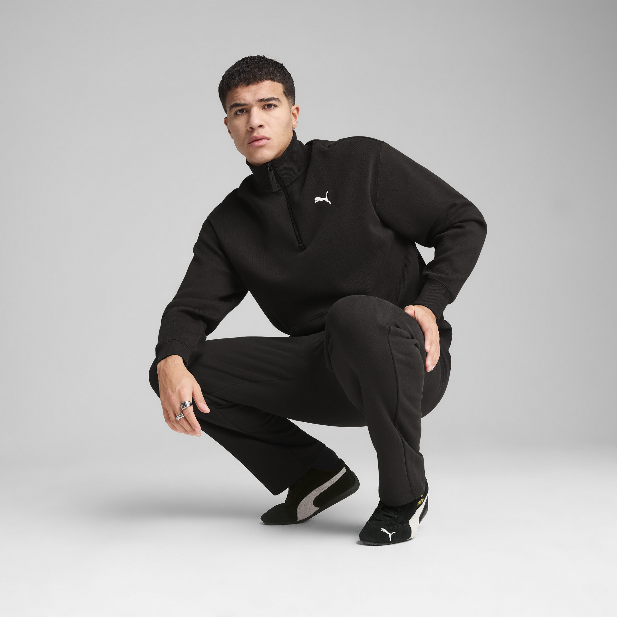 PUMA Wardrobe Essentials Men's Relaxed Half-Zip Crew - Picture 11 of 14