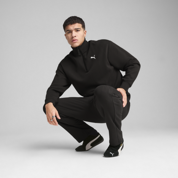 WARDROBE ESS Relaxed Half Zip Crew Men, PUMA Black, large-ZAF