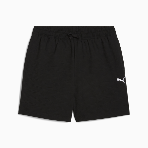 WARDROBE Essentials Seersucker Relaxed Shorts 6" Men, PUMA Black, large-MEX