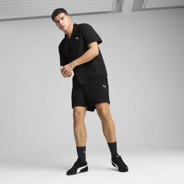 WARDROBE Essentials Seersucker Relaxed Shorts 6" Men, PUMA Black, large-MEX