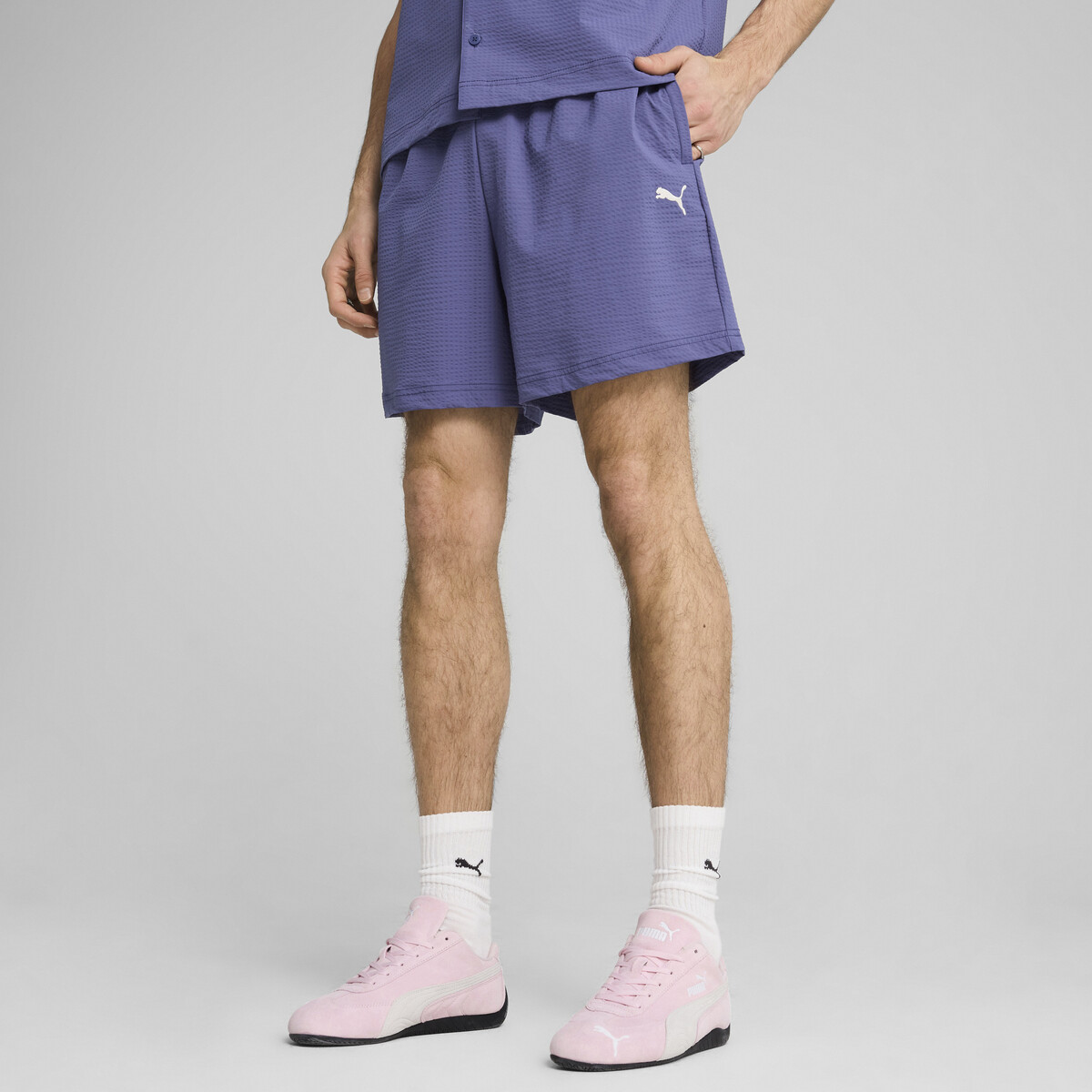 Wardrobe Essentials Seersucker Relaxed Shorts 6-inch Men in Blue Crystal by PUMA, Medium