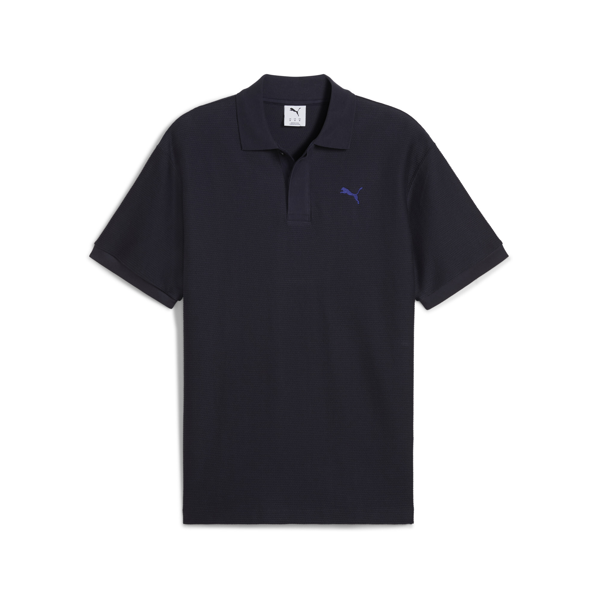 PUMA PREMIUM ESS Relaxed Jacquard uniseks polo, Blauw, Maat XXS thumbnail 3