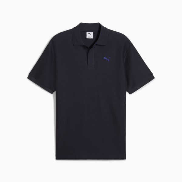Playera polo holgada Premium Essentials Jacquard, New Navy, large-MEX