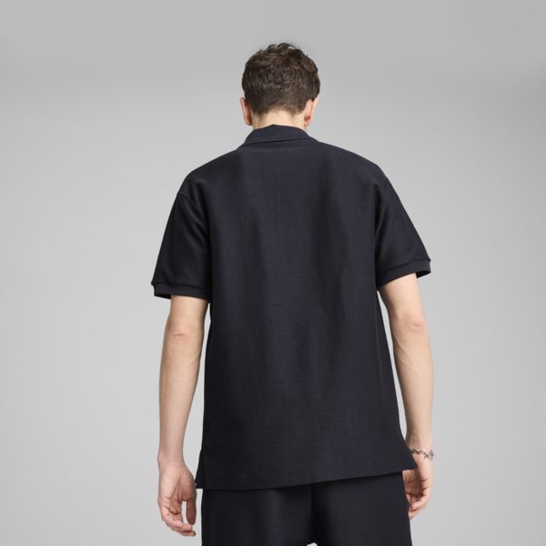 Playera polo holgada Premium Essentials Jacquard, New Navy, large-MEX