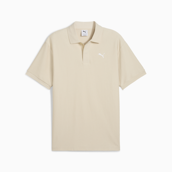 Playera polo holgada Premium Essentials Jacquard, Alpine Snow, large-MEX