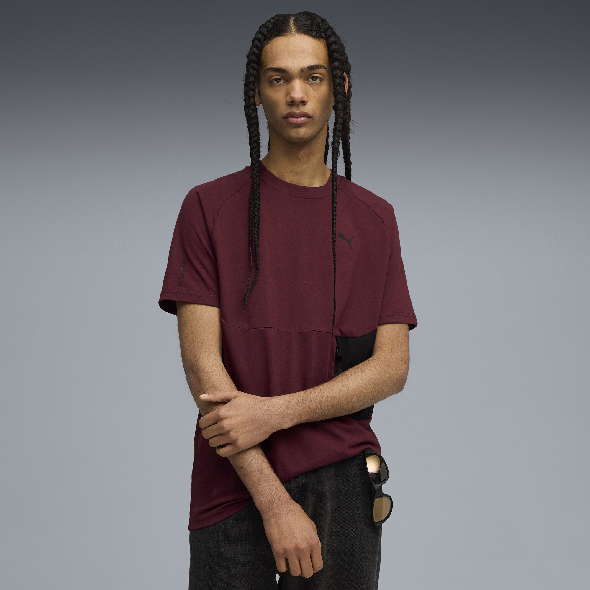 PUMATECH Men's Pocket T-Shirt in Red, Size M