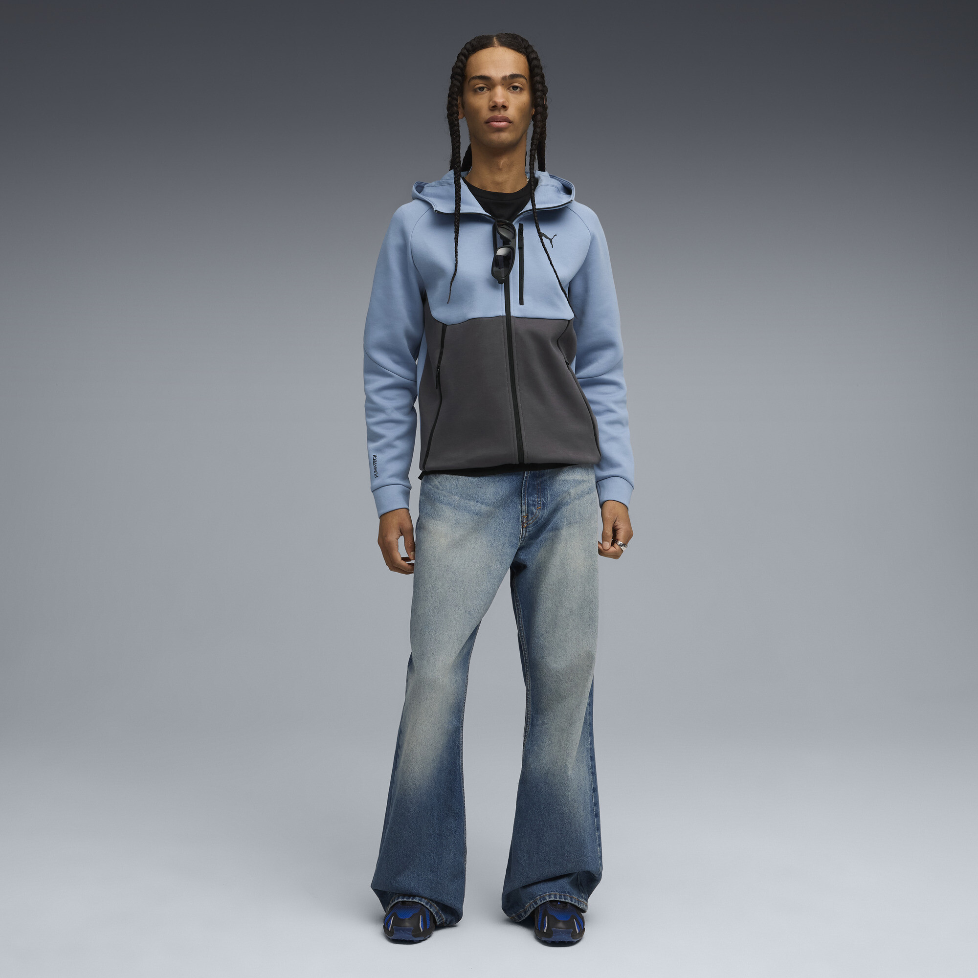 PUMATECH hoodie met rits voor Heren, Blauw/Grijs, Maat M thumbnail 4