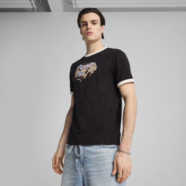 FUTURE.PUMA.ARCHIVE Graphic Ringer Tee Men, PUMA Black-Blue Crystal, large-MEX