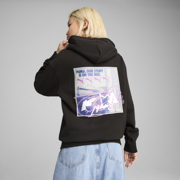 FUTURE.PUMA.ARCHIVE Relaxed Graphic Hoodie Unisex, PUMA Black, large-ZAF