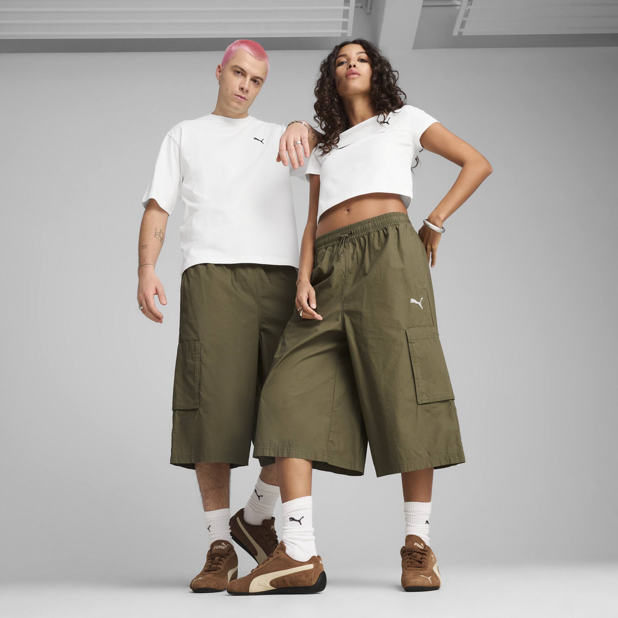 FUTURE.Puma.ARCHIVE 16" Relaxed Fit Cargo-Jorts Unisex | Mit Plain | Loden Green | Größe: S