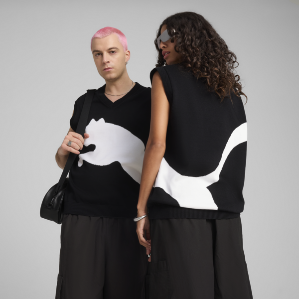 FUTURE.PUMA.ARCHIVE Relaxed Graphic Knitted Vest Unisex, PUMA Black, large-ZAF