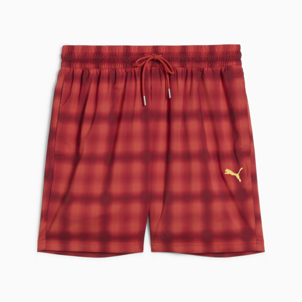 Wardrobe Essentials Relaxed 6" Woven Shorts Men, Red Fire-AOP, large-MEX