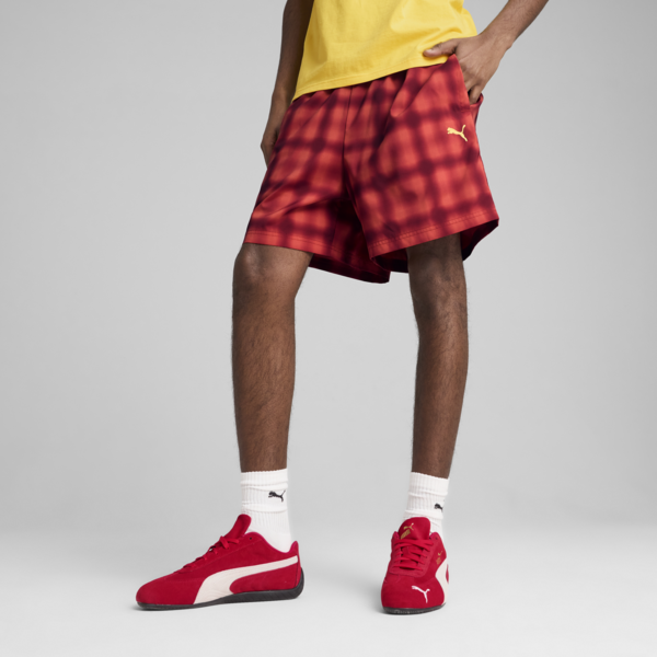 Wardrobe Essentials Relaxed 6" Woven Shorts Men, Red Fire-AOP, large-MEX