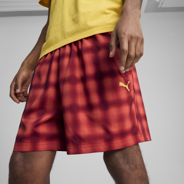 Wardrobe Essentials Relaxed 6" Woven Shorts Men, Red Fire-AOP, large-MEX