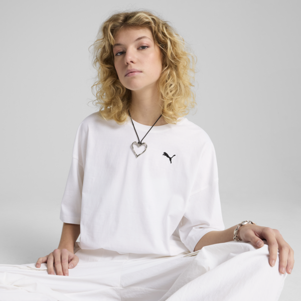 WARDROBE Essentials Oversized Short Tee Women, PUMA White, large-ZAF
