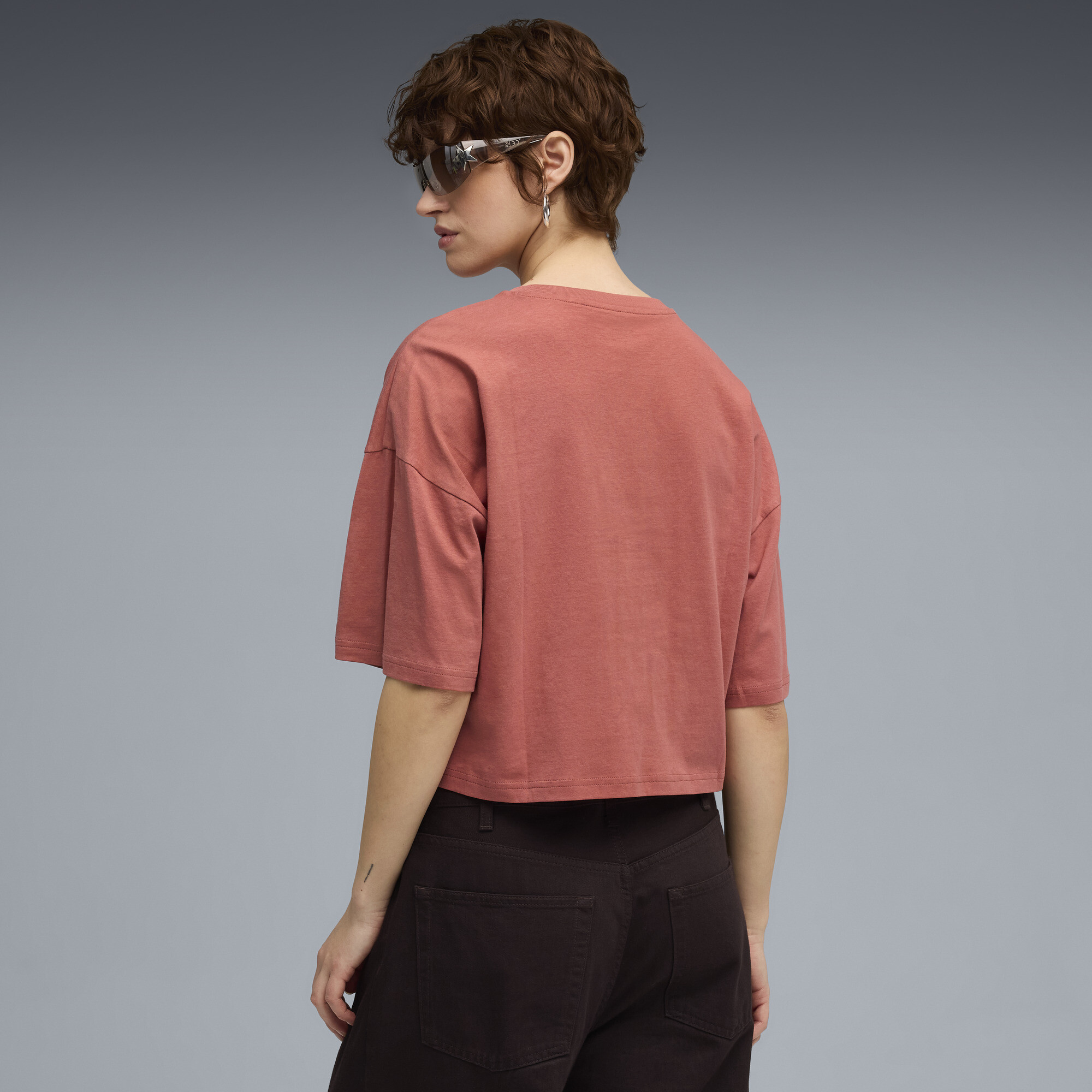 PUMA WARDROBE ESS oversized kort T-shirt voor Dames, Rood, Maat XS thumbnail 5