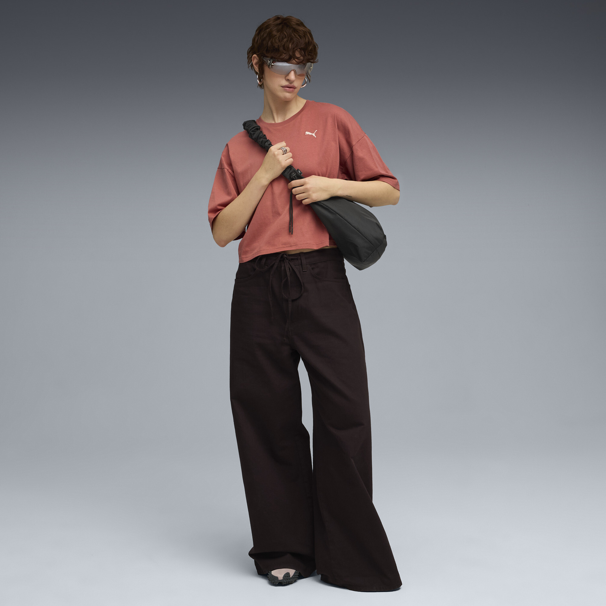 PUMA WARDROBE ESS oversized kort T-shirt voor Dames, Rood, Maat XS thumbnail 4