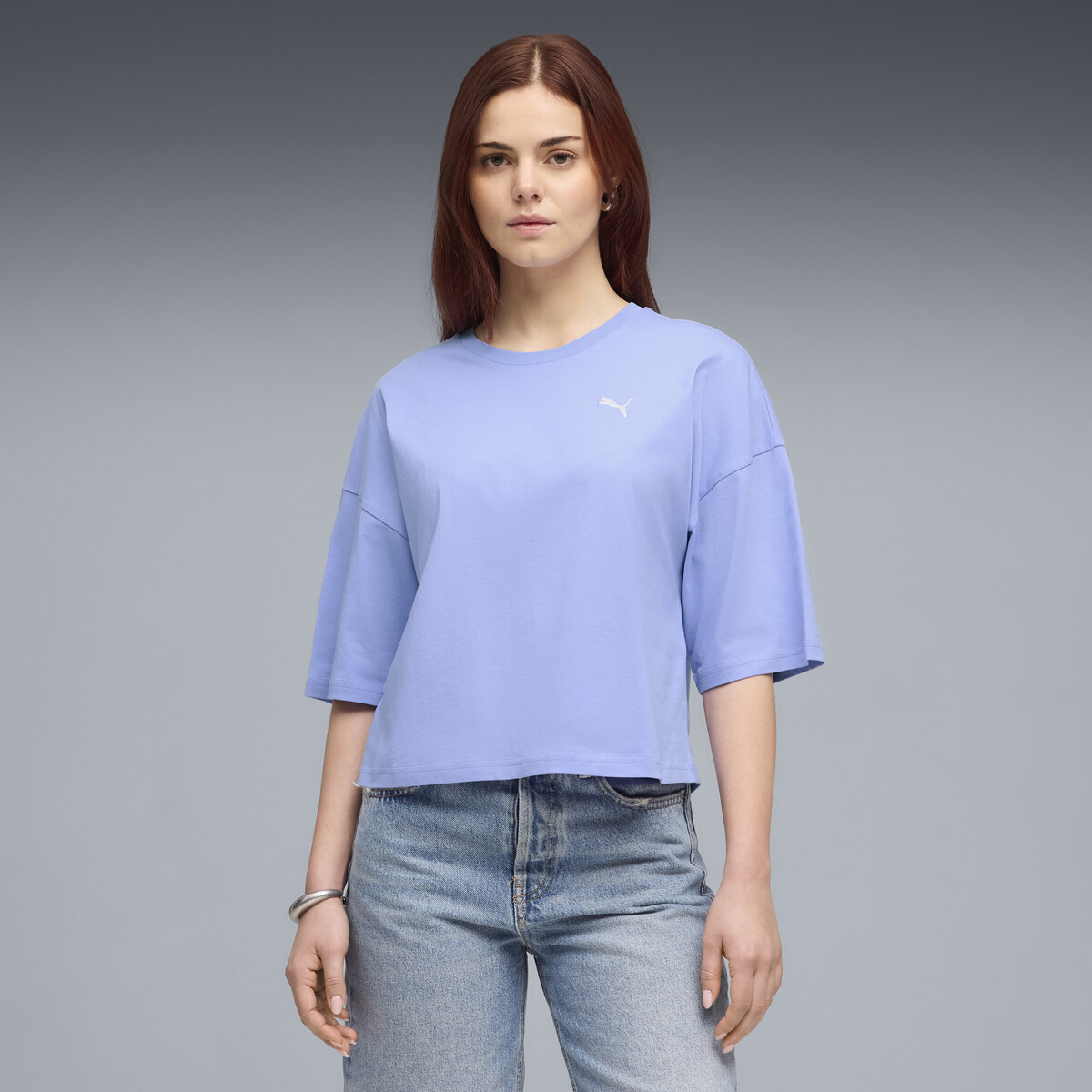 WARDROBE Essentials Oversized Short T-Shirt Women in Intense Lavender by PUMA, XL