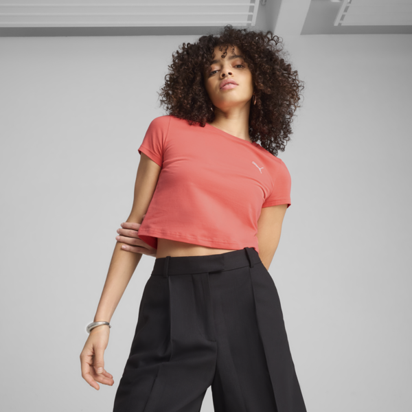 Playera corta WARDROBE Essentials para mujer, Peach Frost, large-MEX
