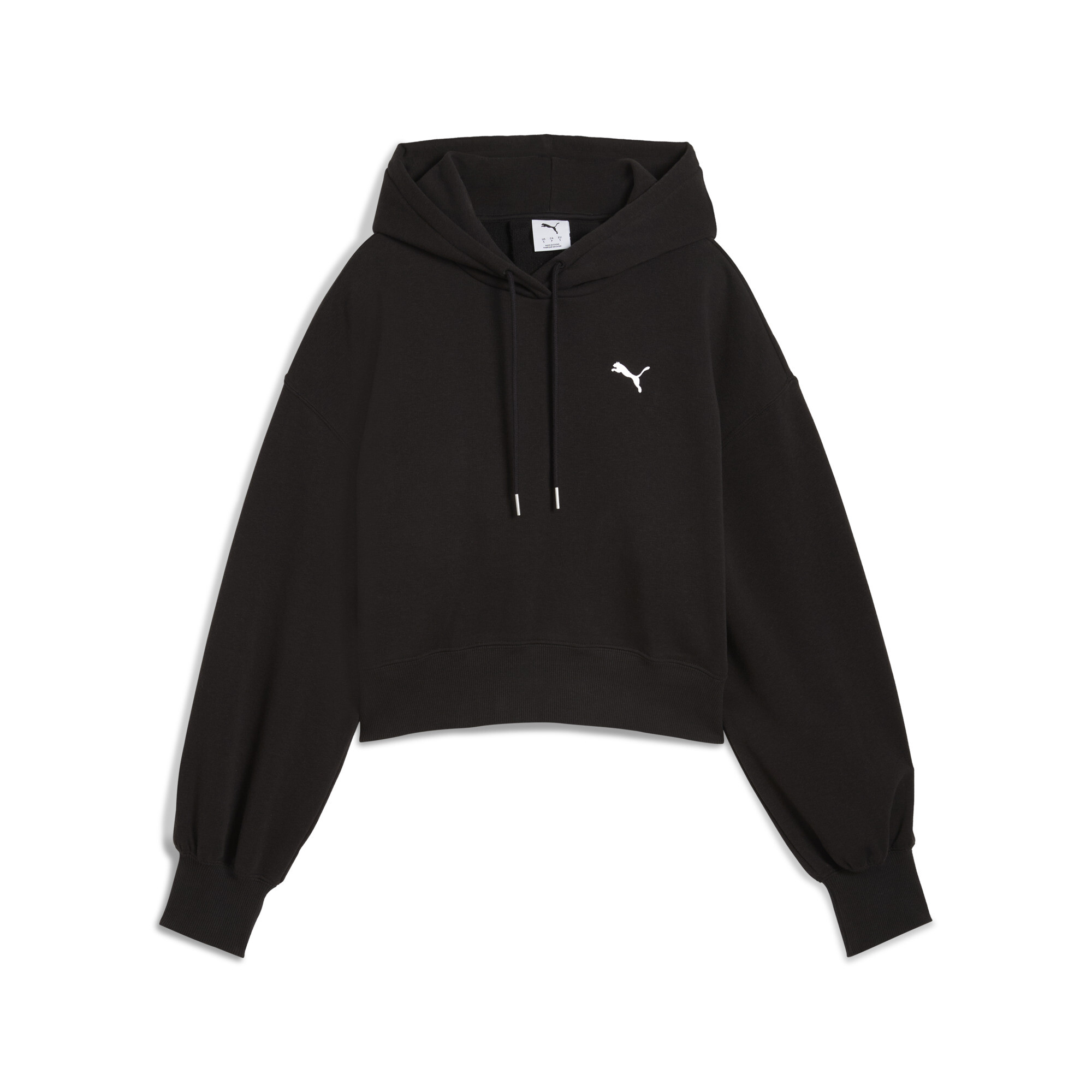 PUMA WARDROBE ESS relaxed cropped hoodie voor Dames, Zwart, Maat S thumbnail 3